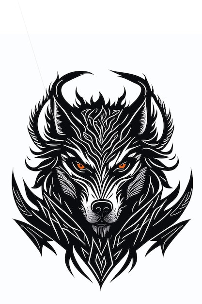 a vector angry wolf head silhouette mythology logo monochrome design style artwork illustration