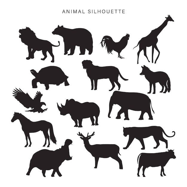 Vettore collezione di silhouette di animali vettoriali