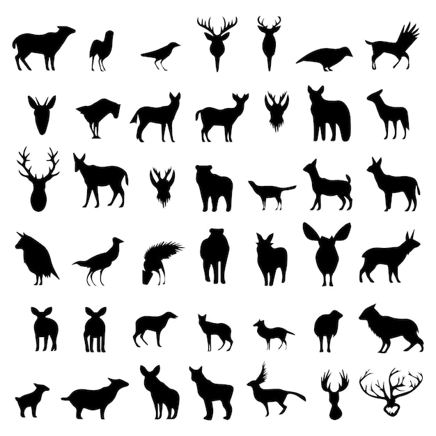 Vector animals silhouette collection