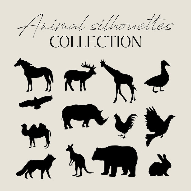 Vector vector animals silhouette set