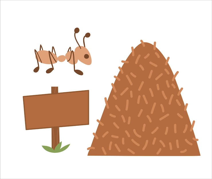 Vector vector anthill icon ant house illustration isolated on white background ant insect wooden sign board flat picturexa