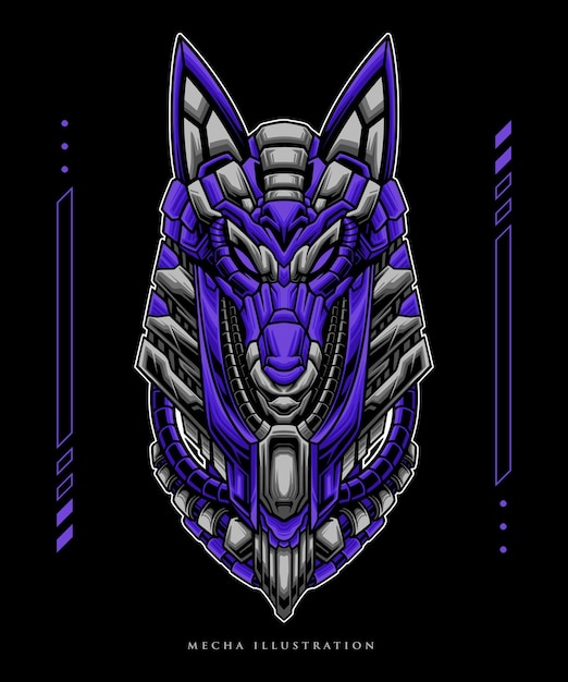 Vector vector of anubis head with mecha style illustration