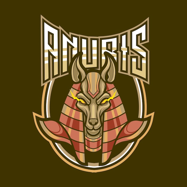 Vettore logo della mascotte anubis vettoriale per gli esport e la squadra sportiva