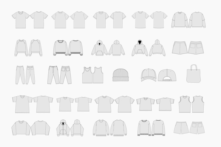 Vector vector apparel mockups collection mens tshirt hoodie baseball cap joggers sweatshirts shorts vector