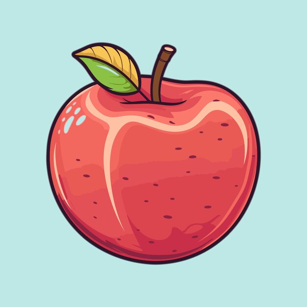 Vettore illustrazione dell'icona del fumetto della frutta della mela di vettore