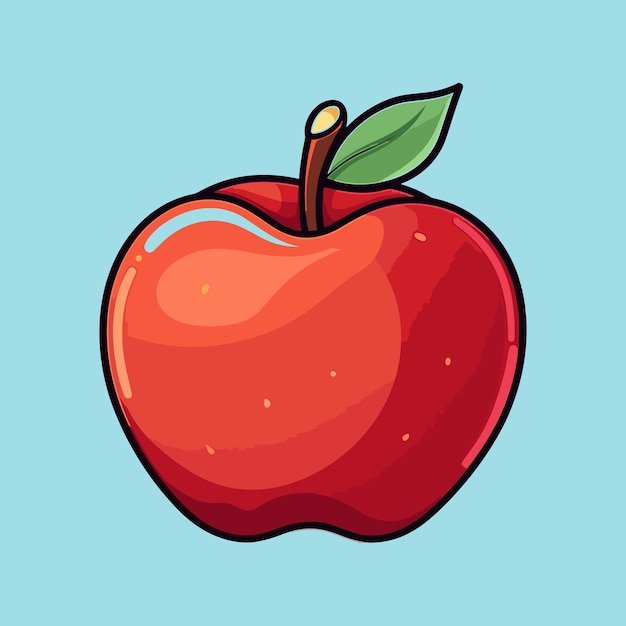 Vector apple fruit cartoon icon illustration