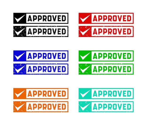 Vector approved stamp set of six