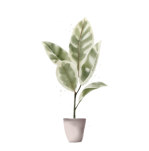 Vector aquarel bloem in een pot illustratie geïsoleerd op een witte achtergrond