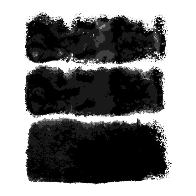 Vector Aquarel Brede Zwarte Borstels Set