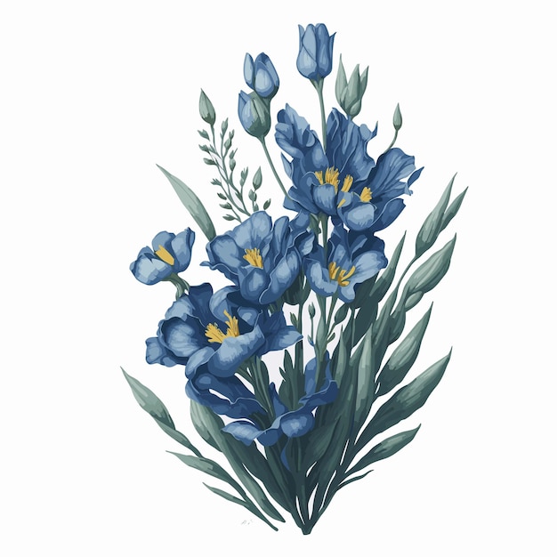 Vector aquarel Freesia blauwe hemel clipart bloemen