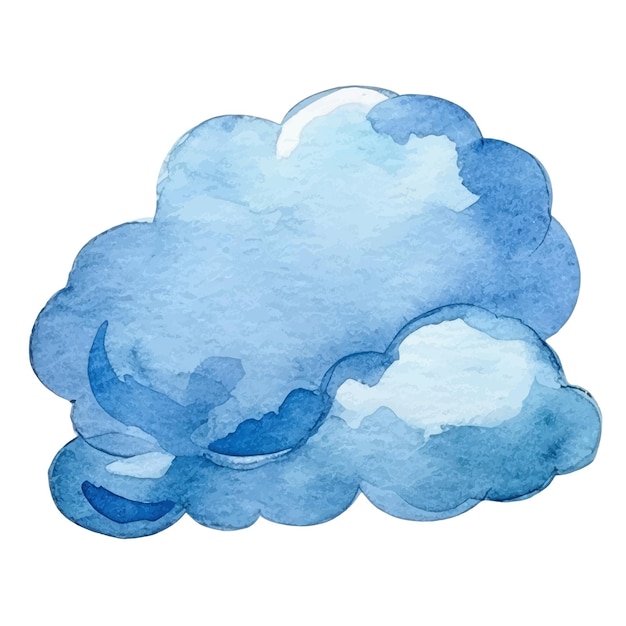 Vector vector aquarel geschilderde wolk hand getrokken ontwerpelementen geïsoleerd op een witte achtergrond