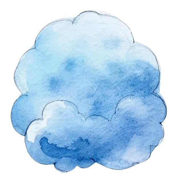 Vector vector aquarel geschilderde wolk hand getrokken ontwerpelementen geïsoleerd op een witte achtergrond