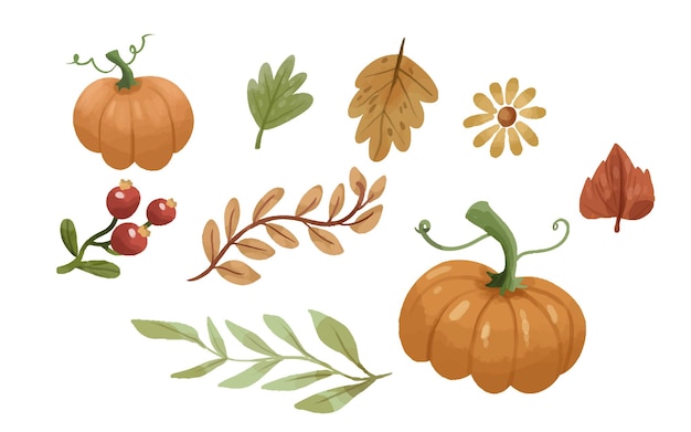 vector aquarel herfst elementen collectie