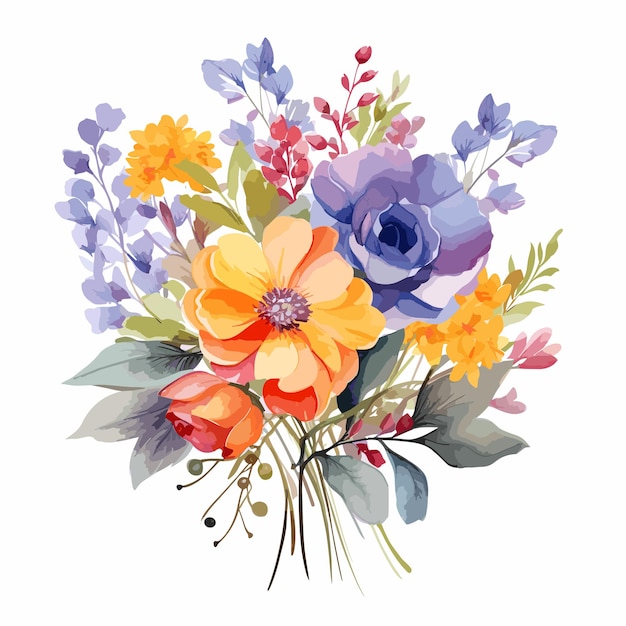 Vector aquarel kleurrijke bloemboeket