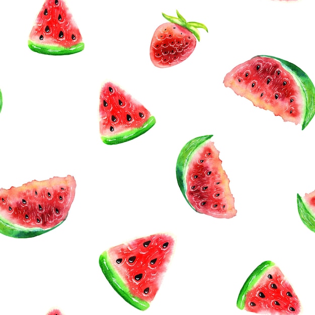 Vector aquarel naadloos patroon met sap fruit