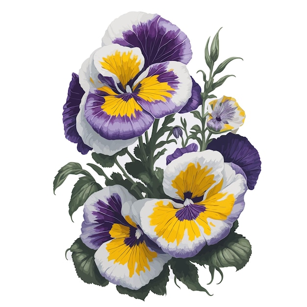 Vector aquarel Zwitserse gigantische viooltje clipart bloemenboeket