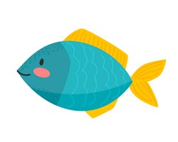 Vector aquarium fish silhouette illustration colorful cartoon flat aquarium fish icon