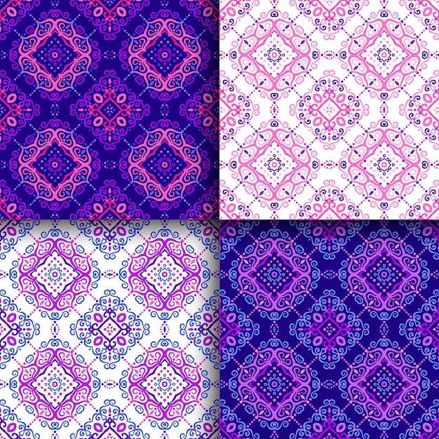 Vector arabesque patterns set seamless flourish backgrounds with abstract flowers and floral elements intricate ornate lines arabic decorative design square tile oriental symmetrical ornament