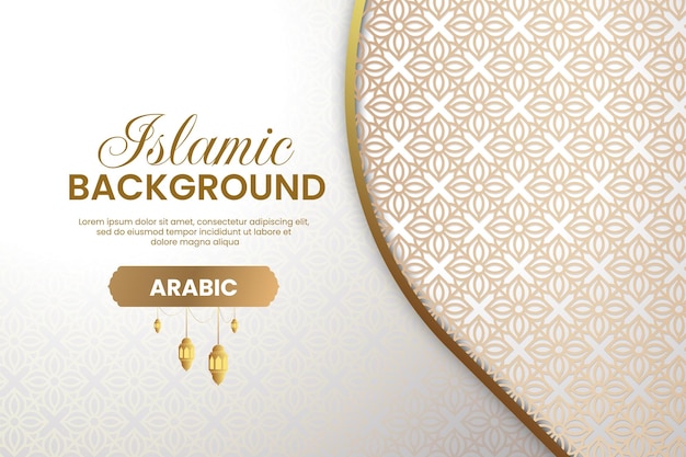 Vector arabic islamic elegant white and golden luxury ornamental background with islamic pattern