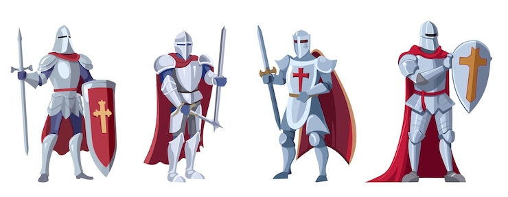 Вектор vector armored knight with sword ans shield