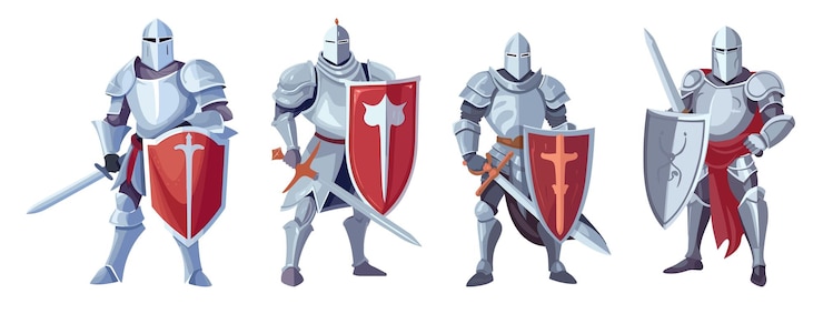 Вектор vector armored knight with sword ans shield