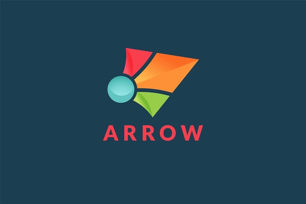 Vector arrow logo design. colorful arrow in 3 dimensional graphic design illustration