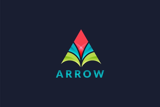 Vector arrow logo design. colorful arrow in 3 dimensional graphic design illustration