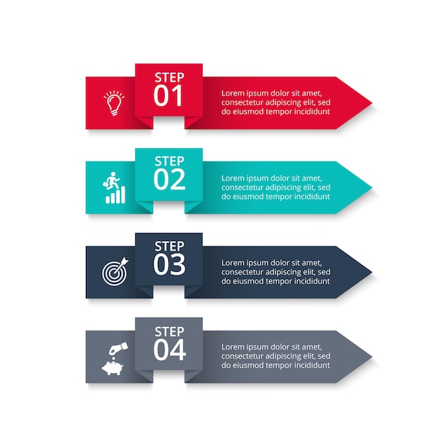 vector arrows for infographic. business concept with 4 options, parts, steps or processes.