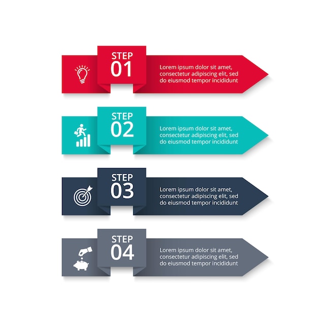 Vector arrows for infographic. Business concept with 4 options, parts, steps or processes.