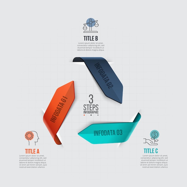 Vector arrows infographic Template for cycle diagram with 3 options parts steps or processes