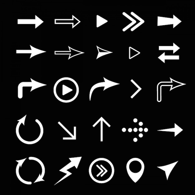 Vector vector arrows white signs isolated