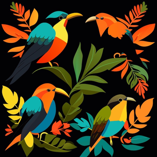Векторное искусство амазонских птиц