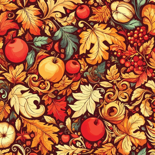 vector art Autumn elements seamless pattern