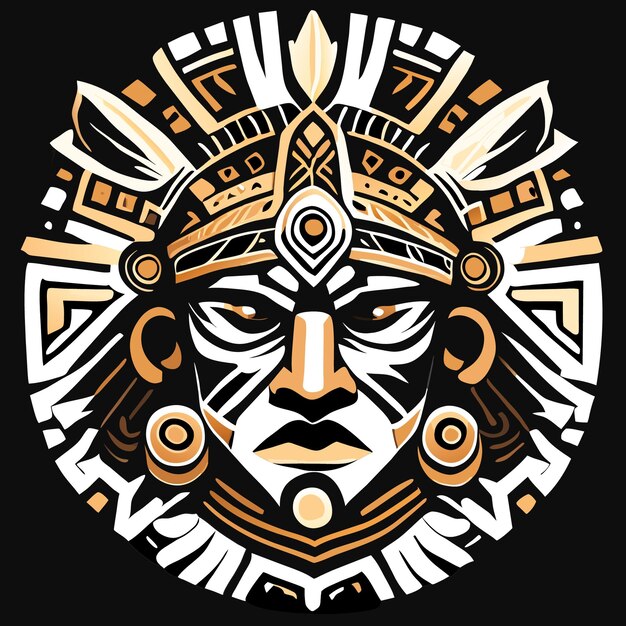 Vector vector art of aztec civilization faces and concepts