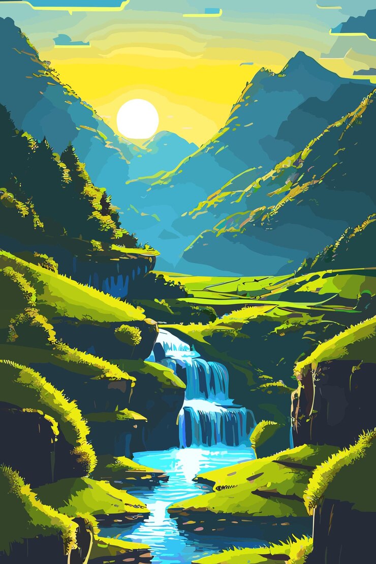 Vector a vector art of beautiful landscape nature scenery