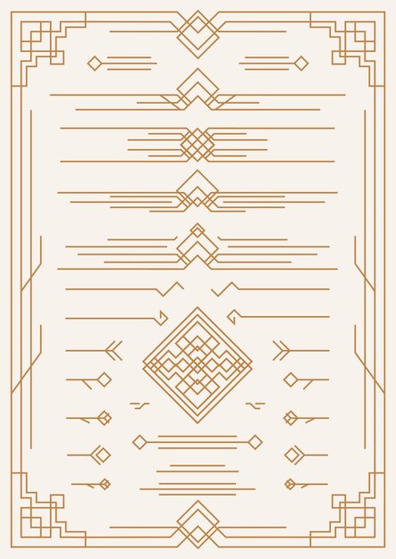 Vector vector art deco and arabic line design elements brown color isolated on background for menu pattern textile poster promotion decoration wedding invitation greeting card