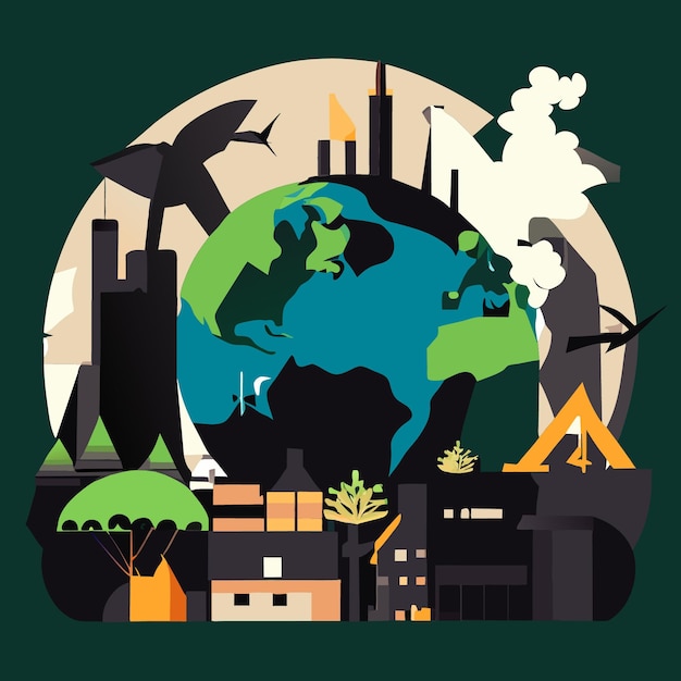 Vector vector art on environmental pollution raise awareness