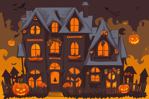 vector art halloween witch pumpkin spider illustration horror candlelight spooky background bat art