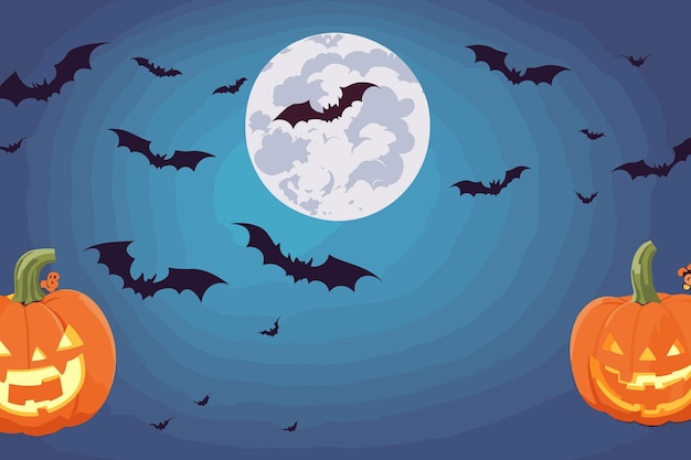 vector art halloween witch pumpkin spider illustration horror candlelight spooky background bat de