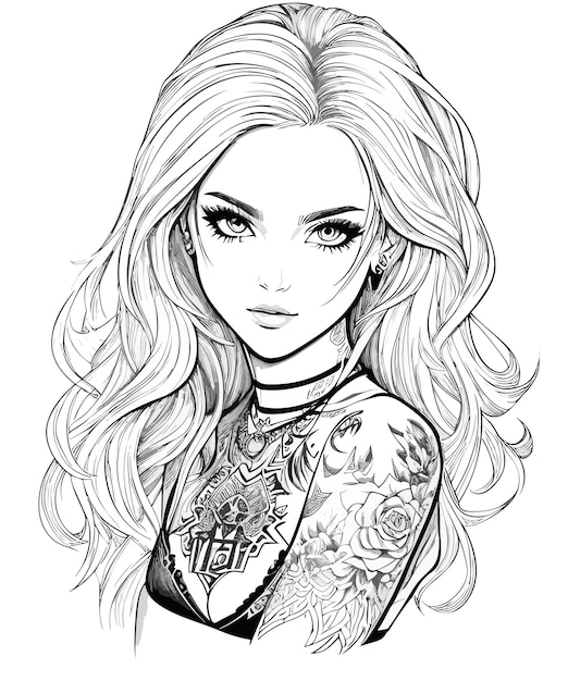 Vector a vector art handdrawn pencil of a bad girl sketch illustration