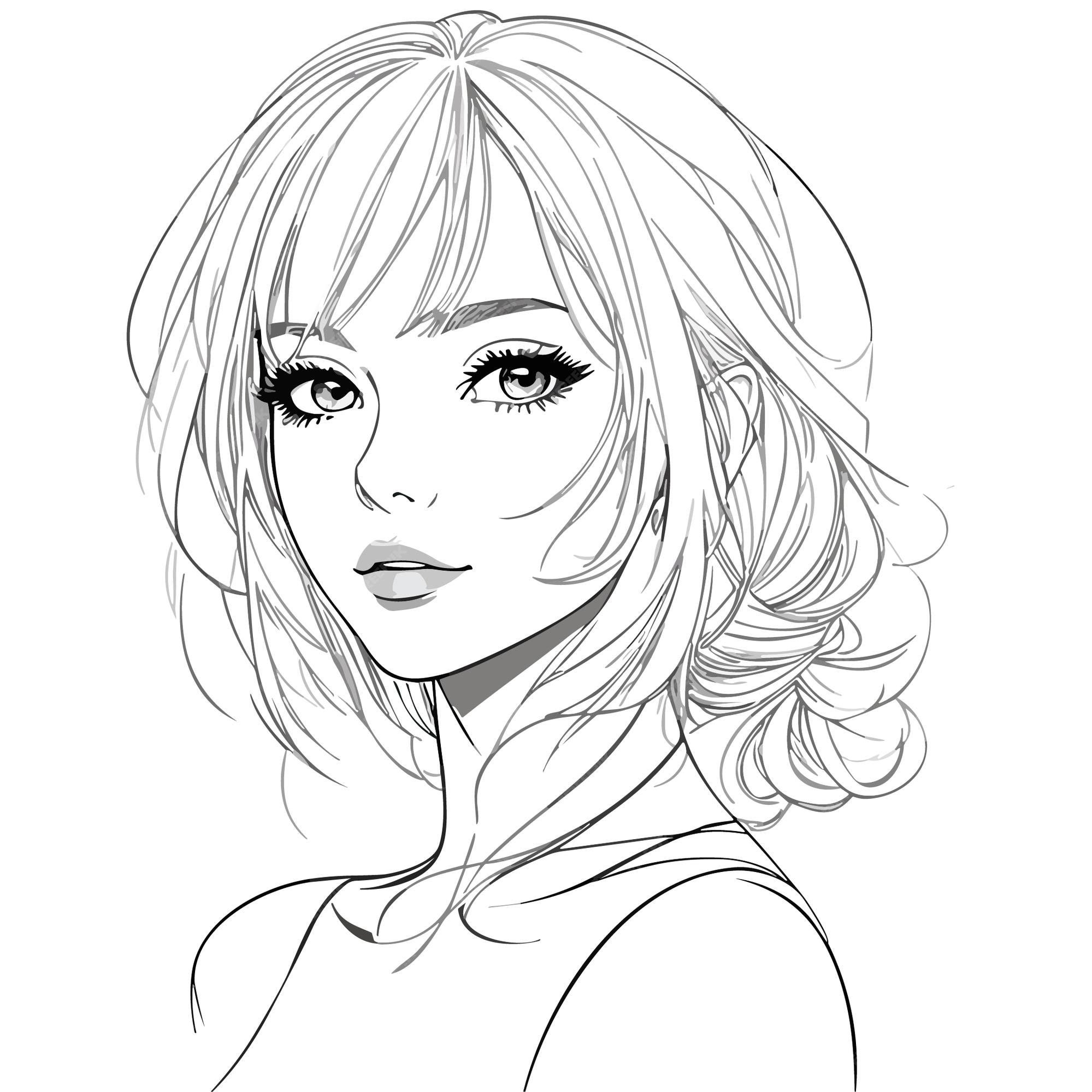 Premium Vector  Vector outline drawing of a girl