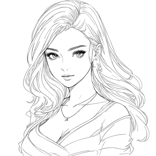 Premium Vector | A vector art handdrawn pencil of a beautiful cute girl ...