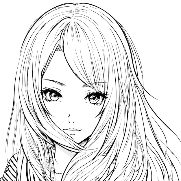 Anime Beautiful Girl Drawing Easy Stock Illustration 2283674045