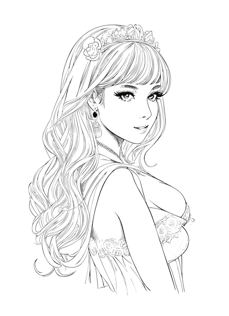 a vector art handdrawn pencil of a beautiful cute woman sketch illustration