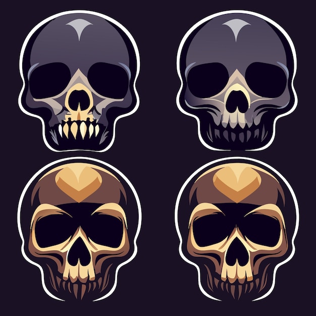 Vector Art Human Skulls Illustration Set