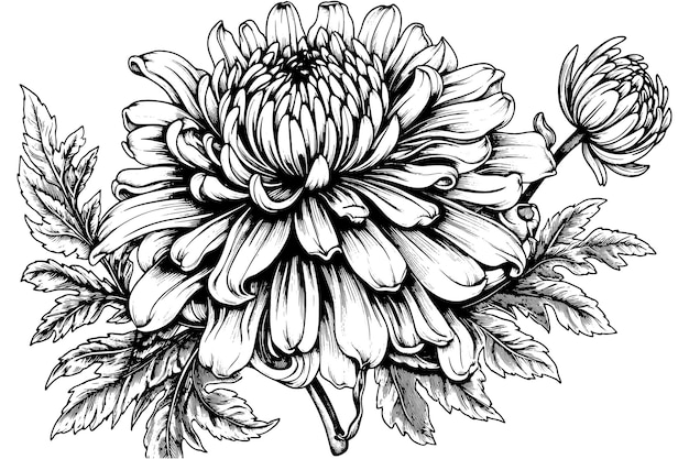 Vector art illustration drawing of a frame from linen flowers on a black and white background