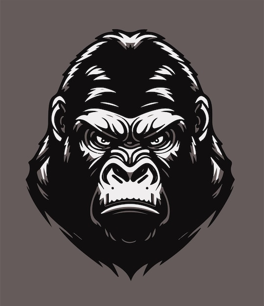 Illustrazioni vettoriali di una faccia di gorilla arrabbiata