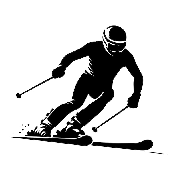 Vector art illustrations of a skiing silhouette