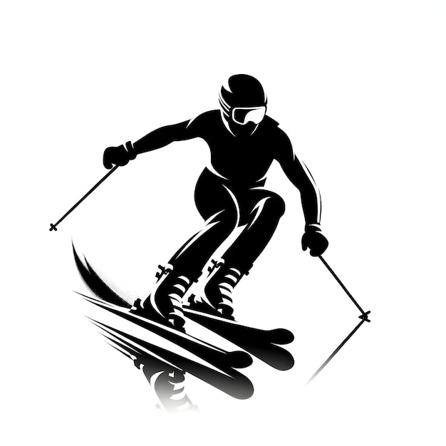 Vector vector art illustrations of a skiing silhouette