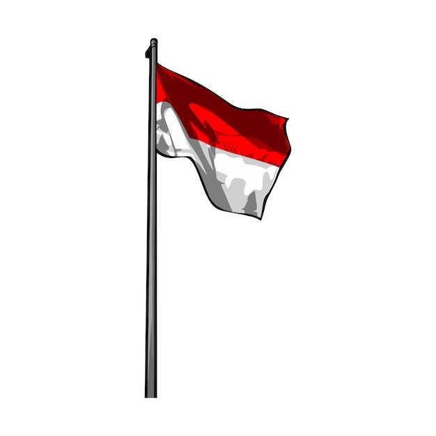 VECTOR ART OF INDONESIAN RED WHITE FLAG FLOWING